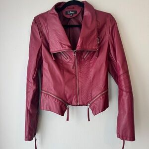 Lulu’s ‘Up on a Tuesday’ Burgundy Vegan Leather Jacket size S